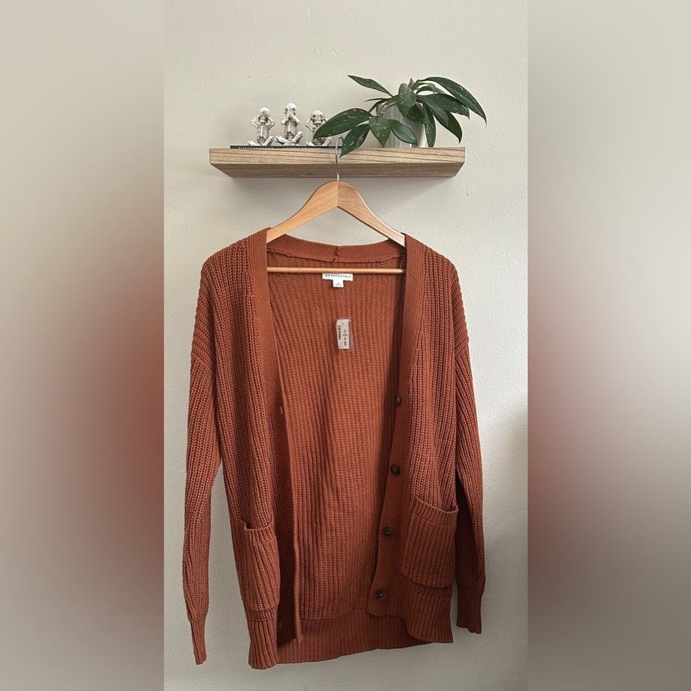 Aeropostale Brown Ribbed Cardigan Sweater